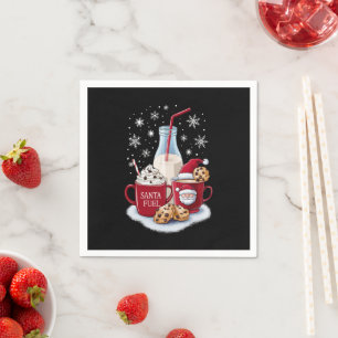 Santa Christmas Milk and Cookies Latte Family Xmas Napkins