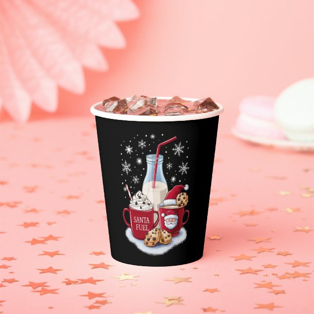 Santa Christmas Milk and Cookies Latte Family Xmas Paper Cups (Insitu)