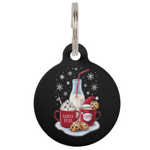 Santa Christmas Milk and Cookies Latte Family Xmas Pet ID Tag