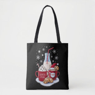Santa Christmas Milk and Cookies Latte Family Xmas Tote Bag