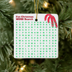 Santa Christmas Mini 15 Word Puzzle NAME YEAR Ceramic Ornament