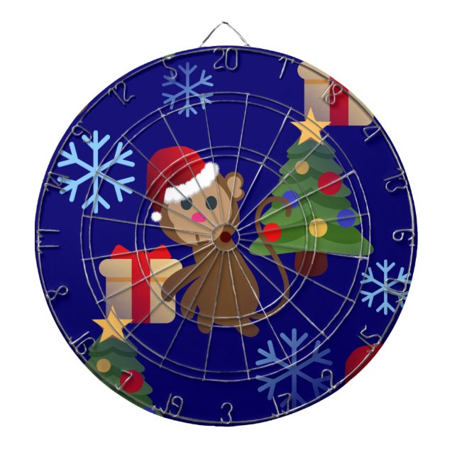 santa christmas monkey emoji dartboard (Front)