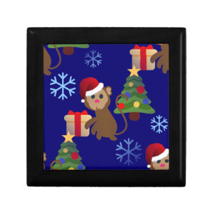 santa christmas monkey emoji keepsake box