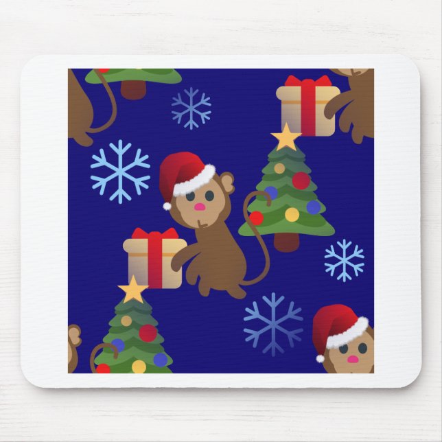 santa christmas monkey emoji mouse pad (Front)