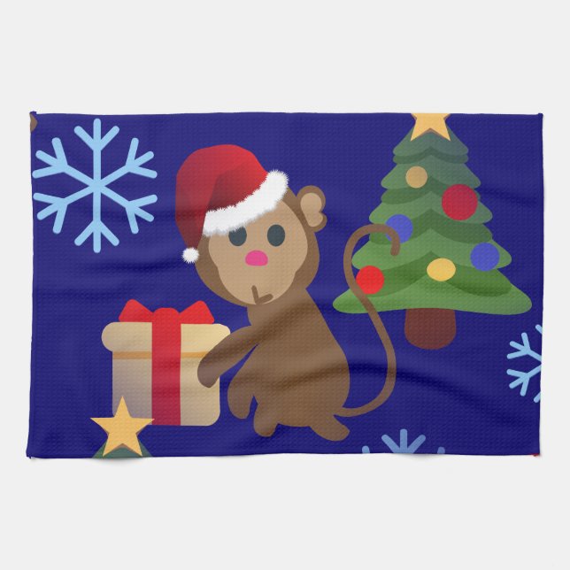 santa christmas monkey emoji towel (Horizontal)