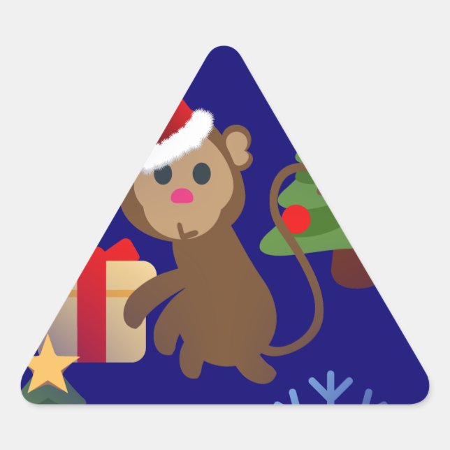 santa christmas monkey emoji triangle sticker (Front)