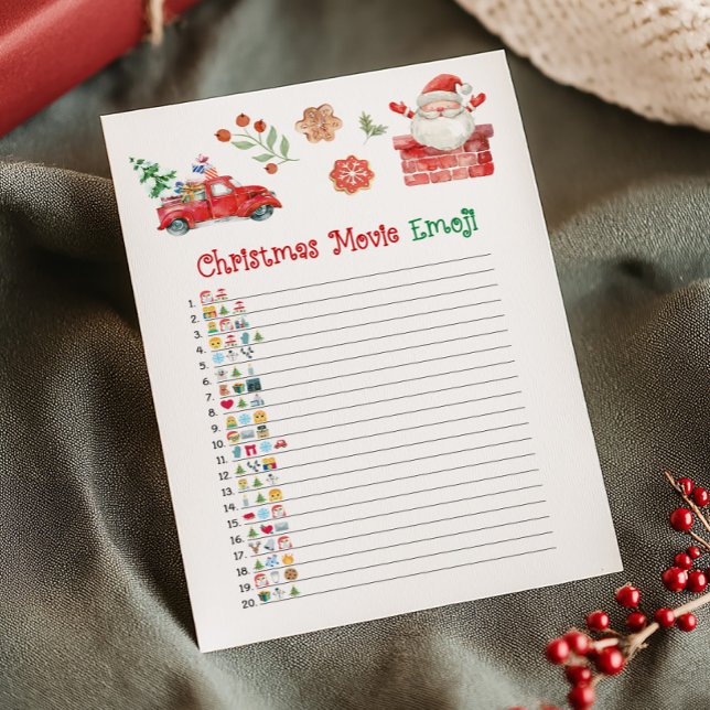 Santa Christmas Movie Emoji Game Holiday Card (Christmas Party Games)