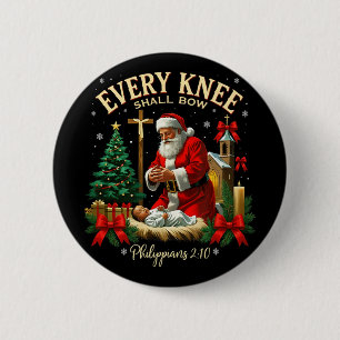 Santa Christmas Nativity Scene Xmas Every Knee Sha Button