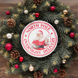 SANTA CHRISTMAS NORTH POLE OVERNIGHT DELIVERY CLASSIC ROUND STICKER<br><div class="desc">Are you ready to infuse your holiday festivities with the enchantment of Santa Claus? Look no further than our round stickers featuring a delightful Santa illustration and the unforgettable quote, "North Pole Overnight Delivery." These stickers are the perfect addition to your Christmas celebrations, combining festive charm with speedy delivery for...</div>