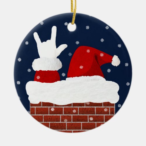 Santa Christmas Ornament w I Love You in ASL