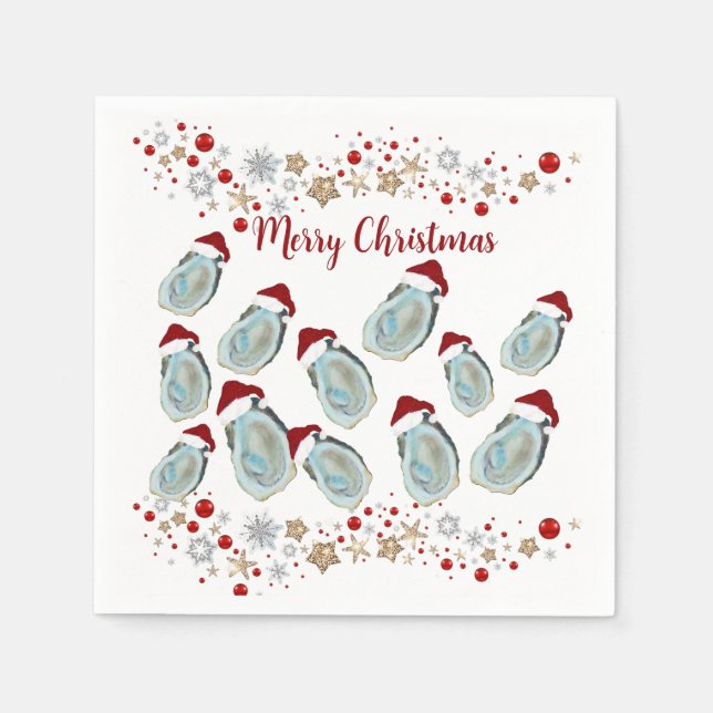 Santa Christmas oyster shells Napkins (Front)