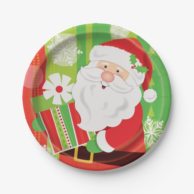 Santa Christmas paper plates (Front)