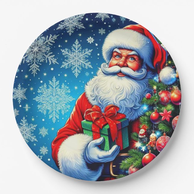 Santa Christmas paper plates! Plates (Front)