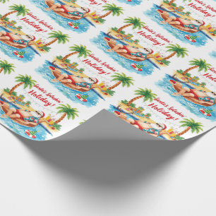 Santa Christmas Party at the pool  Wrapping Paper