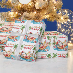 Santa Christmas Party at the pool Wrapping Paper