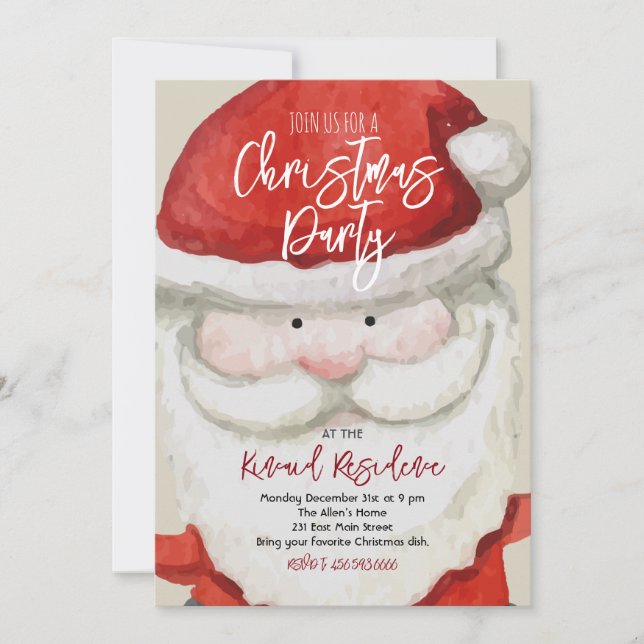 Santa Christmas Party Invitation (Front)