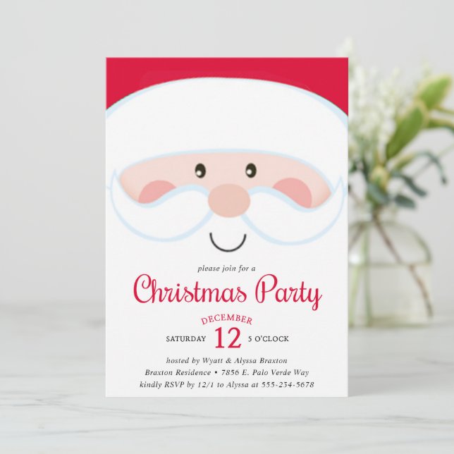 Santa Christmas Party Invitation (Standing Front)