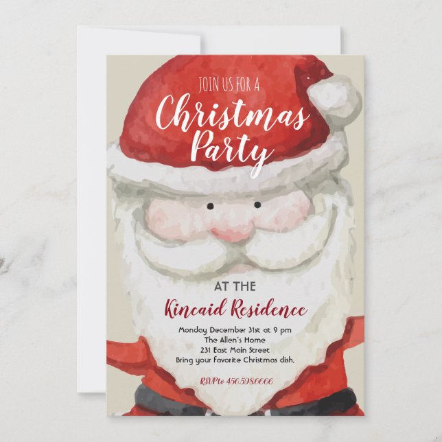Santa Christmas Party Invitation (Front)