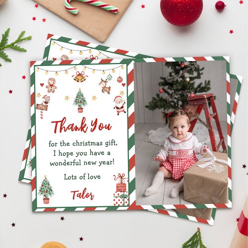 Santa Christmas Party Photo Thank You Card