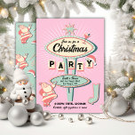 Santa Christmas Party Sign Mod Retro Invitation<br><div class="desc">Bold and Bright Christmas Holiday Party with fun fonts with a mod retro vibe. Features Vegas style sign with funky colors of pink, red, light red, minty green and creamy white, Santa Claus, martini cocktail. Perfect for a cocktail party, friendrmas, office party or a Vegas Christmas party! All wording can...</div>