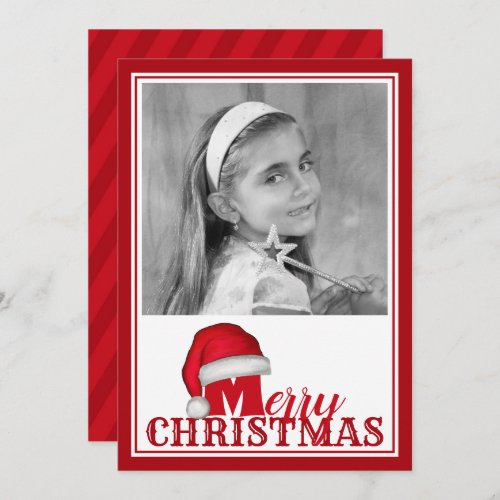 Santa Christmas Photo Whimsical Cute Jolly Hat Holiday Card