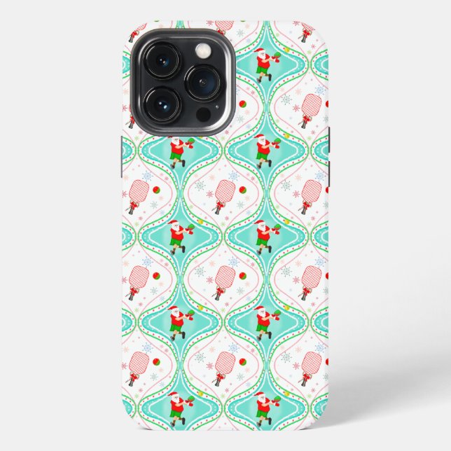 Santa Christmas Pickleball Ogee Pattern Iphone Case (Back)