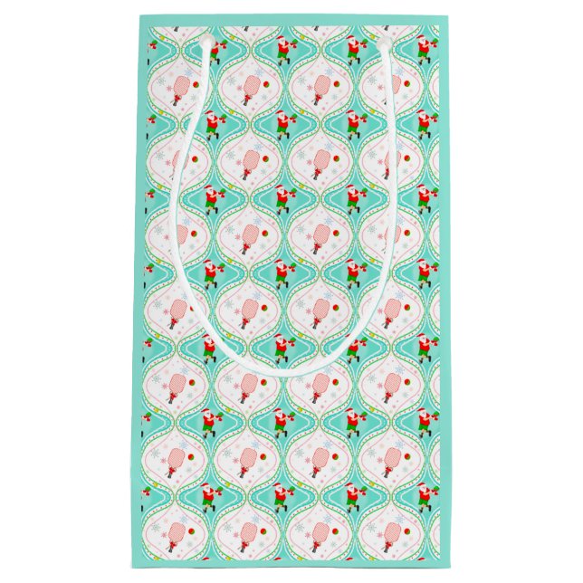 Santa Christmas Pickleball Ogee Pattern  Small Gift Bag (Front)
