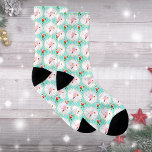 Santa Christmas Pickleball Ogee Pattern Socks<br><div class="desc">In the festive flurry of the holiday season, these socks bring a playful twist to tradition. Picture a retro tableau where Santa himself engages in a spirited game of pickleball amidst a backdrop of yuletide cheer. With each step, the ogee pattern dances merrily, weaving together the joy of the season...</div>