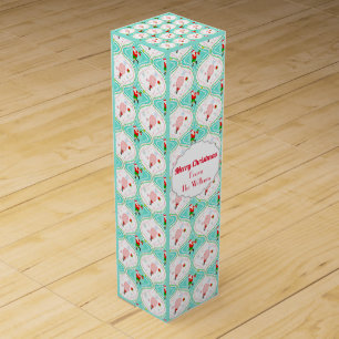 Santa Christmas Pickleball Ogee Pattern Wine Box