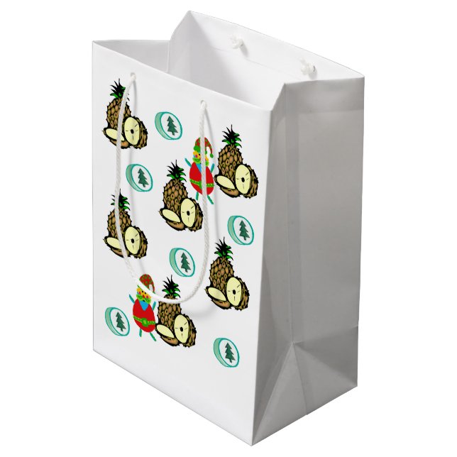 Santa Christmas Pineapples Gift Bags (Back Angled)