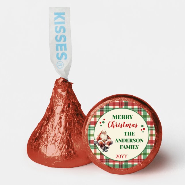 Santa Christmas Plaid Checkered Hershey®'s Kisses® (Front)