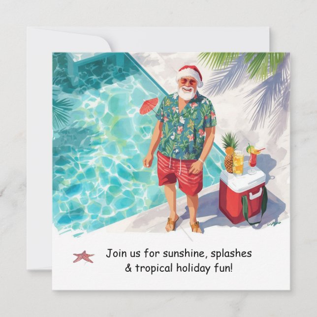 Santa Christmas Pool Party Invitation  (Front)