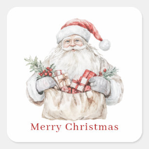 Santa Christmas Presents Square Sticker
