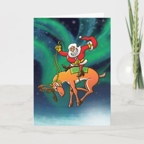 Santa Christmas Rodeo Holiday Card