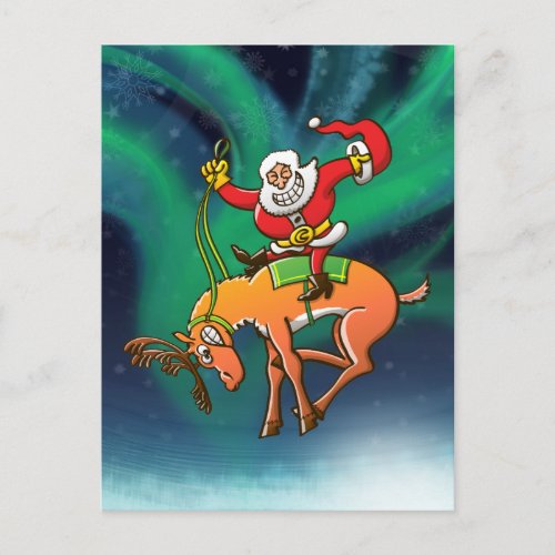 Santa Christmas Rodeo Holiday Postcard