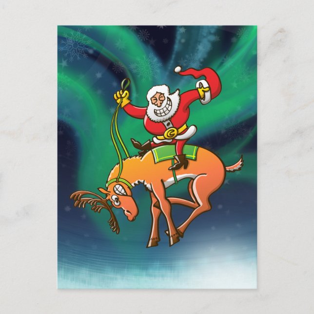 Santa Christmas Rodeo Holiday Postcard (Front)