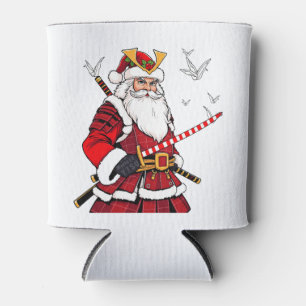Santa Christmas Santa Claus Japanese Art Samurai  Can Cooler