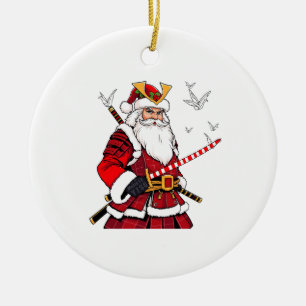 Santa Christmas Santa Claus Japanese Art Samurai  Ceramic Ornament