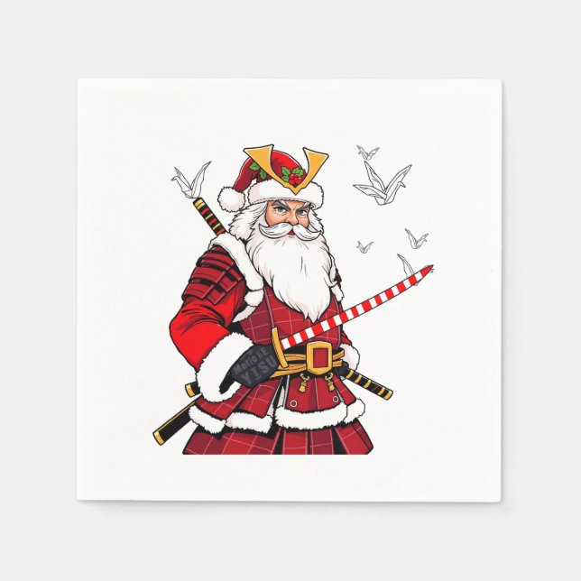 Santa Christmas Santa Claus Japanese Art Samurai  Napkins (Front)