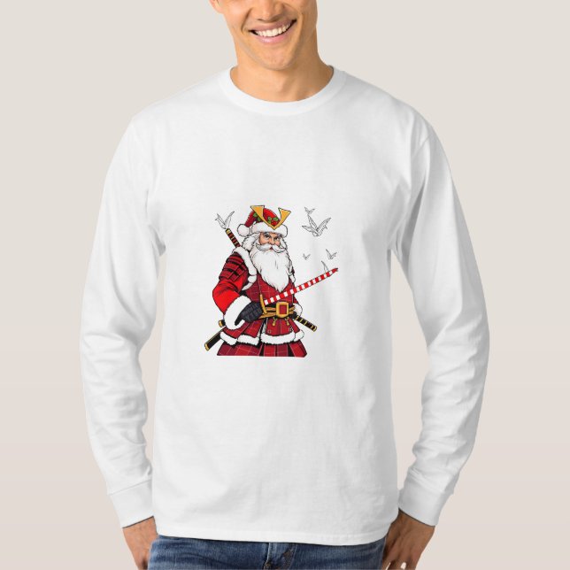 Santa Christmas Santa Claus Japanese Art Samurai  T-Shirt (Front)