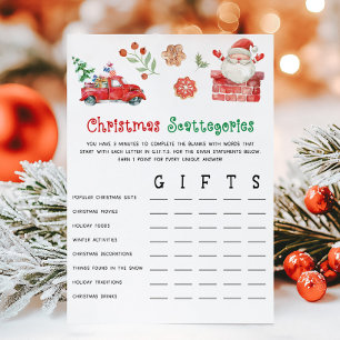 Santa Christmas Scattegories Game Holiday Card