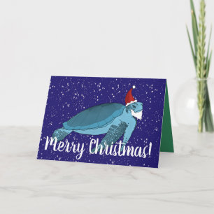 Santa Christmas Sea Turtle Card