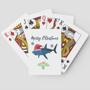 Santa Christmas Shark Poker Cards