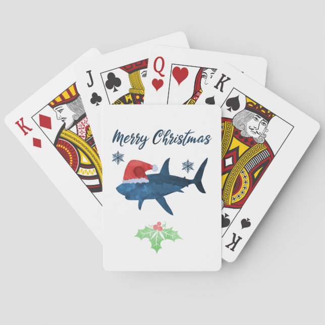 Santa Christmas Shark Poker Cards (Back)