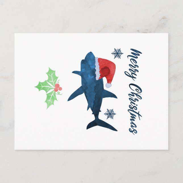 Santa Christmas Shark Postcard (Front)