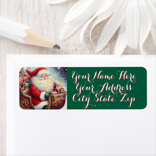 Santa Christmas Sleigh Personalized Christmas Label (Insitu)