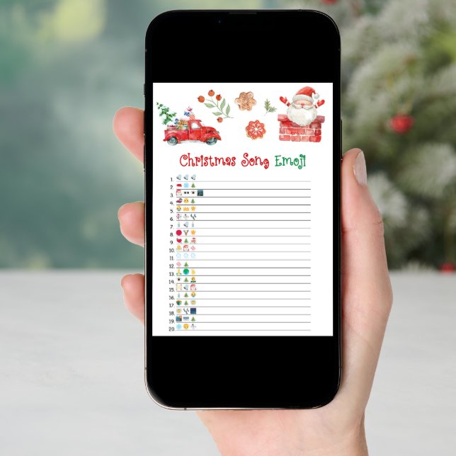 Santa Christmas Song Emoji Game Holiday Card (Front Digital)