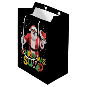Santa Christmas Squad Black African American Medium Gift Bag
