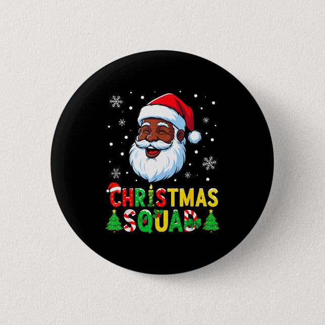Santa Christmas Squad Black Men African American F Button (Front)
