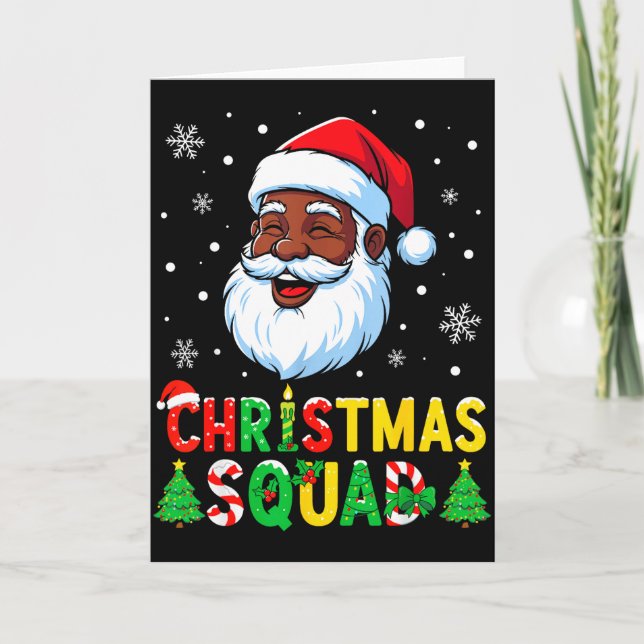 Santa Christmas Squad Black Men African American F Card (Front)